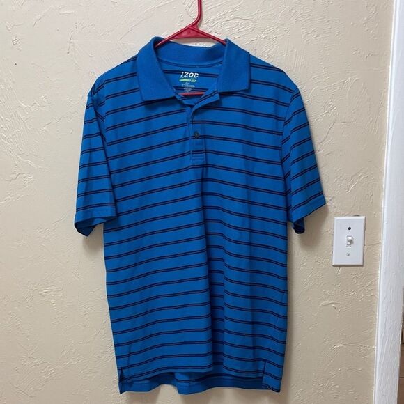 852. Men izod blue striped polo size large - Picture 1 of 2